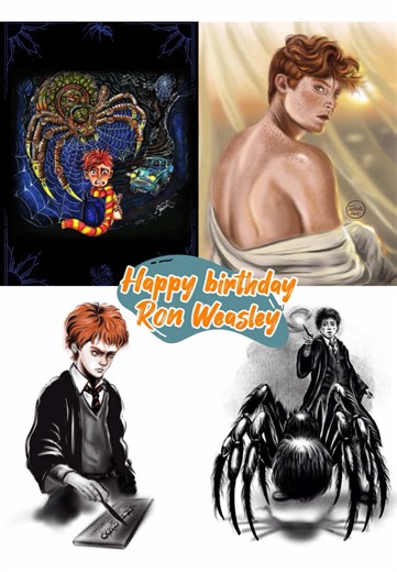 Happy Birthday Ron Weasley 👑🔥 I collected all my drawn Rons😉 #taktell_art #harrypotter #ronweasley #weasly #ронуизли