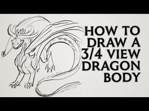 Beginners guide to drawing a dragon – 3 / 4 view dragon body pose – Natural species
