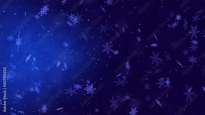 Snowflake blue animated background loop. 4K motion animation