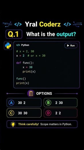 Python MCQ | Local vs Global Variable | Level Easy #python #quiz #nyc #shorts