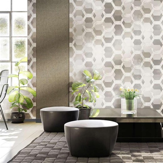 Neutral Hexagon Geometric Wallpaper – Modern 3D Effect in Beige & Gray Tones - Etsy