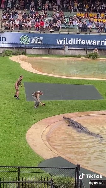 Steve Irwin's Wife and Son Feeding Giant Crocodile at Australia Zoo