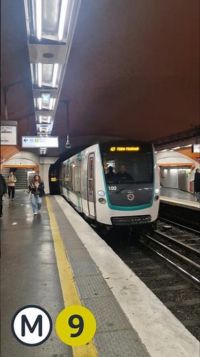 [Métro ligne 9 RATP] Arrivée d'un MF01 STIF n°100 à Havre – Caumartin #shortsvideo #mf01stif #ratp