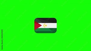 Animated Western Sahara flag icon design in flat icon style on Green screen background, country flag concept, animated national flags, World flags collection, and the national flag.