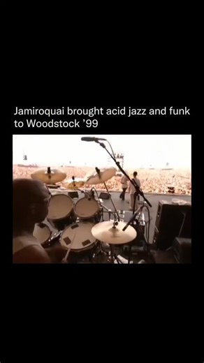 Songs That Should Not Work on Instagram: "When Jamiroquai took the stage at Woodstock 99 on July 23, 1999, it was a reminder that not every legendary festival moment comes from distortion and chaos. Performing their global hit Virtual Insanity, the band injected English acid jazz and funk into a setting dominated by aggressive rock and nu-metal, and somehow made it work flawlessly. Frontman Jay Kay commanded the massive crowd with effortless swagger, blending tight grooves, social commentary, an
