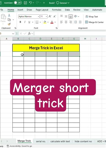 Merge short trick #keyboardtricks #excel #exceltricks #excelshortcuts #exceltutorial