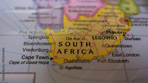 South Africa Country - Geographic Area on The Political Map Macro Close-Up View Stock Video