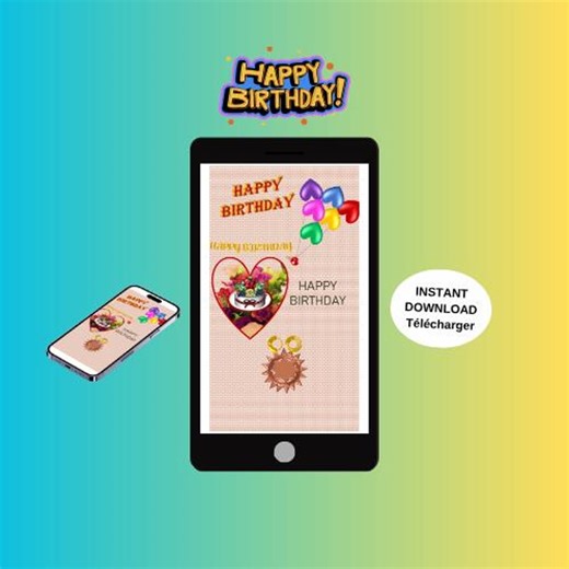 Animated Birthday Video Card - Mobile E-card (MP4, PNG, PDF, GIF Digital Download) - Etsy