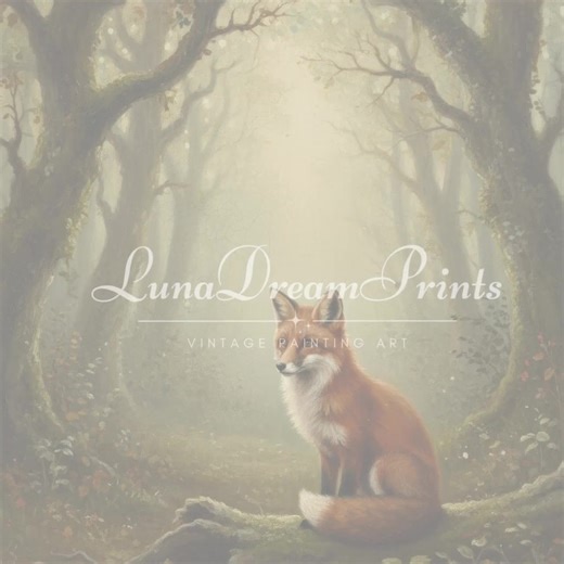 Moody Woodland Fox Wall Art, Vintage Forest Dark Academia Print, Witchy Room Decor, Dark Cottagecore Print, Whimsical Rustic Animal Artwork - Etsy