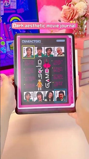 Squid Game movie journal in dark mode 🖤 (iPad + GoodNotes)