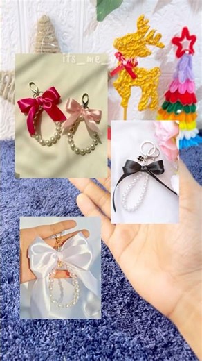 DIY Bow Keychain 🎀 | Ribbon & Pearl Beads Craft | Easy Handmade