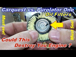 Purolator One oil filter cut open PL14612 vs. Carquest Blue oil filter cut open 85358 comparison