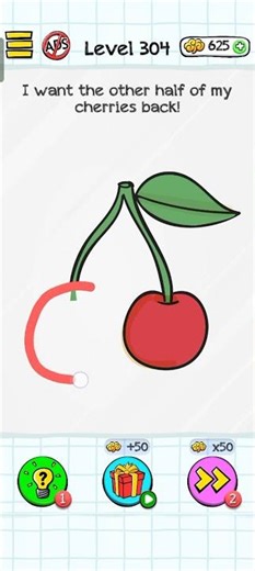 Braindom: Brain Games Test Level 304 I want the other half of my cherries back!