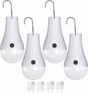 USB Rechargeable Light Bulbs Waterproof Rechargeable Chicken Coop Lights, 4 Light Modes, 2000mAh Battery, LED Tent Light Bulbs for Indoor Emergency Camping