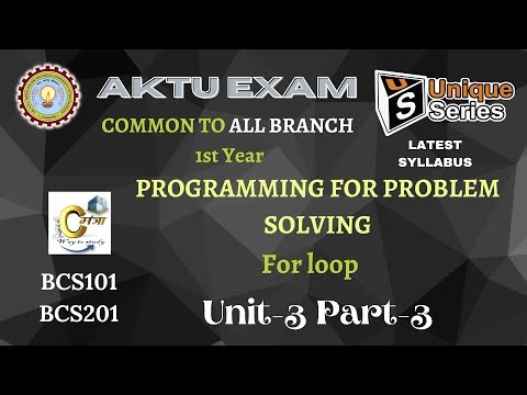U3_P3 Programming for Problem Solving btech 1st year | PPS Btech | AKTU Lecture | #unique_series