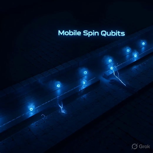 🚨 QUANTUM COMPUTING JUST GOT MOBILE 🚨Scientists have now performed two-qubit logic AND quantum teleportation using mobile spin qubits in silicon.This is a big deal.Most quantum chips are limited by fixed layouts: qubits sit in place, and usually interact only with nearby neighbours.But this experiment moves electron-spin qubits through silicon like tiny quantum passengers on a conveyor belt.Then it brings two mobile spins together, turns on their interaction, performs a controlled-Z gate, and 