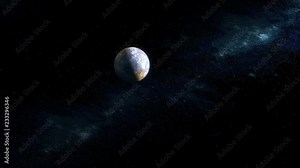 Planet Mercury orbiting sun. Satellite view of planet mercury and the sun in outer space. Spacecraft view.