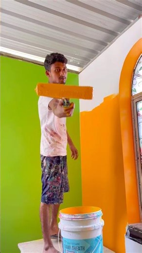 Wall painting orange color code 2070 🏡 #wallpainting #painting #trending