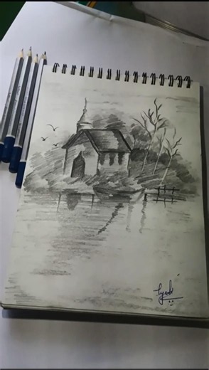 beautiful scenery art with pencil ✏️# shorts #draw#how