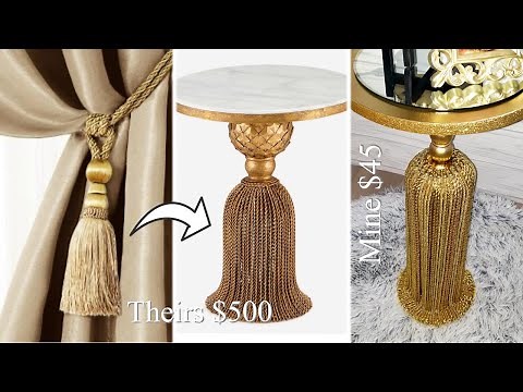 TASSEL SIDE TABLE! FAKING HIGH END ROOM DECOR ON A BUDGET!