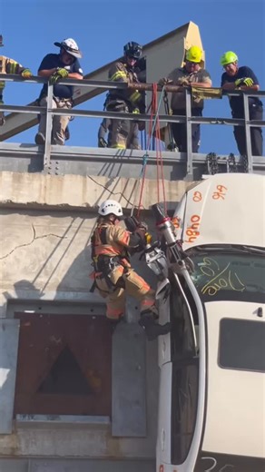 FireRescue™ on Instagram: "Daring Rope Rescue TRAINING: Firefighter Uses Jaws of Life While Rappelling Down a Building to Extricate Someone from a Car. #firerescuetm Visit Firefighter Gifts Brand 👉firerescuetm.com"