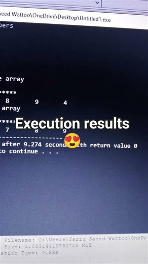 Using cpp ... execute the he Arryas