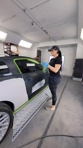 Check out Hannah’s precise masking on this Mustang! Wait till the end for the fresh paint job 🔥 (via lucky13paintshop/TT) | Elite Body Shops