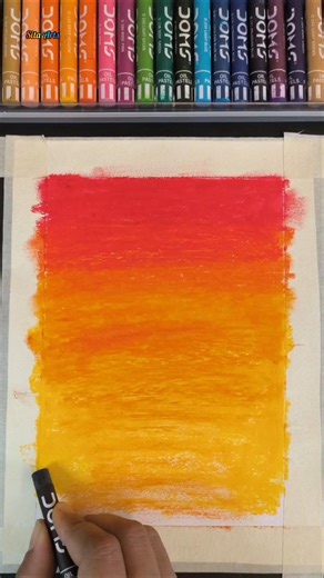 Sunset Scenery Drawing with Oil Pastels | Easy Palm Tree Art 🌴#Shorts #Reels #ViralArt