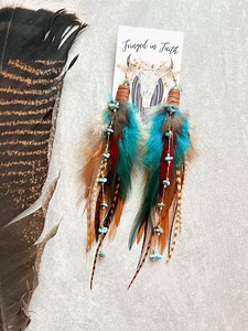 Turquoise Feather Earrings: Boho Western Statement Jewelry - Etsy