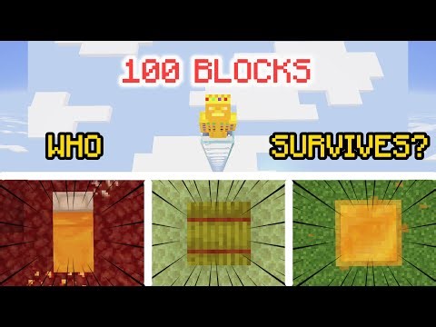 BED vs HAY BALE vs HONEY BLOCK (100 Blocks Tower Challenge)
