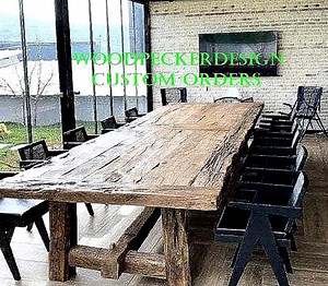 Rustic Oak Farmhouse Dining Table: Handmade Trestle Table. - Etsy
