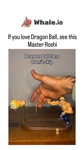 TrendTok Hub on Instagram: "The post features a 10-second video of a hand manipulating a Master Roshi action figure via pull-string to simulate a fiery energy attack, overlaid with "Dragon Ball fans won't skip" text, highlighting the character's iconic Kamehameha pose for nostalgic appeal. Posted on December 24, 2025, it garnered over 3 million views and 3,400 likes within a day, driven by Dragon Ball's enduring popularity, with the franchise's global fanbase exceeding 100 million since its 1984