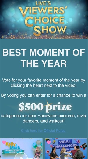 Just for voting you could be entered to win a $500 prize! https://bit.ly/4fyn6HQ | Live with Kelly and Mark