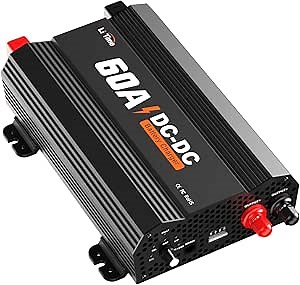 LiTime 12V 60A DC to DC Charger for 14.6V LiFePO4 Lithium Lead Acid AGM Gel Batteries, 3-Stage Fast Battery Charger for RVs, Campers, Trailers, Solar System, Home Backup and Off-Grid