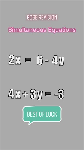 Simultaneous Equations #gcse #maths #mathematics #equation #equations