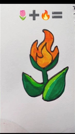 how to draw cute flame flower 🌹#drawing #tutorial #easydrawing #flame #viral #shorts