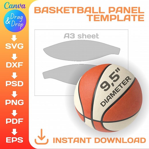 Basketball Panel Template, Custom Ball Wrap, DIY, Photo Basketball, Svg, Cricut, Png, Canva, Cut Files, Instant Download - Etsy