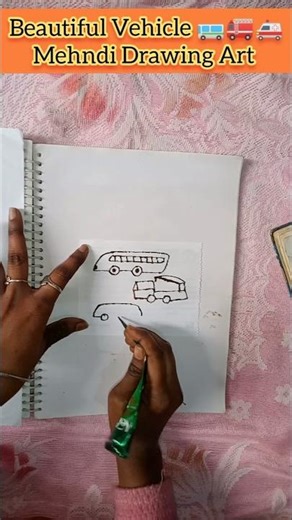 Easy Vehicle 🚜🚑🚌 Mehndi Design|| Vehicle Drawing Art #vehicles #art #drawing #shorts #viral #mehndi