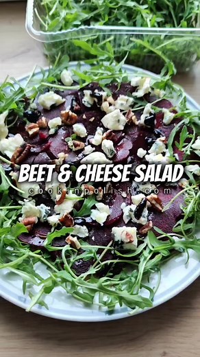 Beet and Blue Cheese Salad. This is not your grandma’s buraczki – but she might approve! 😉 Polish people love beets, and in this modern twist, we pair them with creamy blue cheese, toasted walnuts, fresh arugula, and a drizzle of balsamic glaze. It’s light, elegant, and so easy to prepare! Great for parties, a healthy snack, or a beautiful appetizer that mixes Polish tradition with international flair. Full printable recipe here: https://cookinpolish.com/beet-and-blue-cheese-salad Let me know i