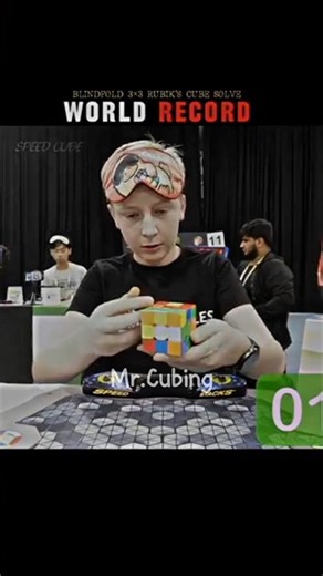 Blindfold 3 by 3 Rubik's cube solved in 12.10 sec |Mr.Cubing #rubikscube #worldrecord #shorts