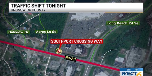 Traffic to shift northward on NC 211 in Brunswick County