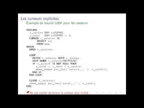 LIF10 - CMO2 : Programmation en PL/SQL : les curseurs