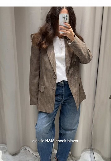 Stylish Classic H&M Check Blazer in Medium Size