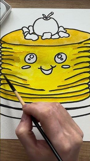 How to easily draw cute pancakes step by step with markers and paints. | Drawing cute food | DIY