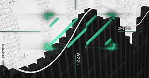 Bar graph and error messages with data processing animation