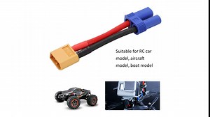 XT60 Male to EC5 Female Cable, 12AWG XT60 Male to EC5 Female Connector Adapter for Connecting Battery and ESC for RC Car Model, Aircraft Model