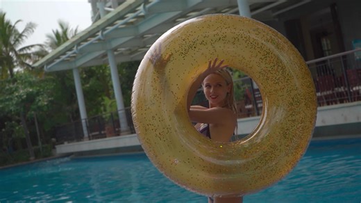 104cm Silver Glitter Inflatable Transparent Swimming Ring with Sequins Suitable for Children and Adults Swimming Training