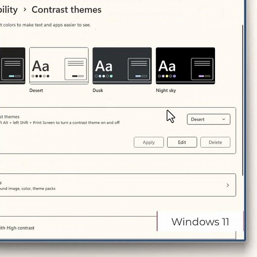 Windows 11 Color and Contrast Theme