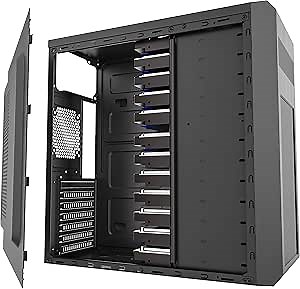 MOROVOL 12 pcs 3.5" HDD Drive Space ATX Mid-Tower PC Gaming Case High Airflow Metal Design, Steel Panels with Vents PC Case ATX/Micro-ATX/Mini-ITX Computer Chassis