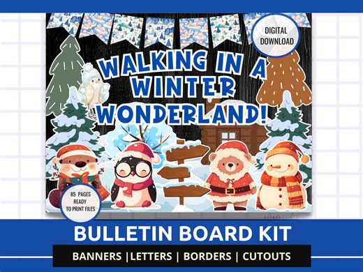 Classroom Bulletin Board Kit Winter Theme Door Decor Kit, Winter Wonderland Bulletin Board Kit, Printable Snow Theme Bulletin Board Kit - Etsy